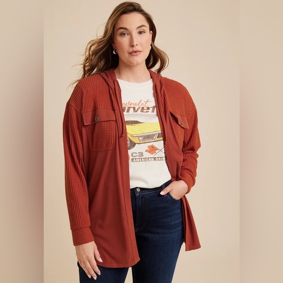 Maurices Tops - Maurices Terracotta Hooded Cardigan